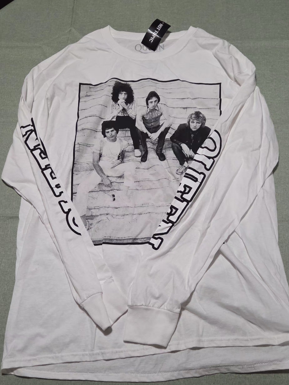 White Long-Sleeve Graphic Tee - Band Photo Design